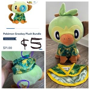 Build-A-Bear Pokémon stuffy -GROOKEY